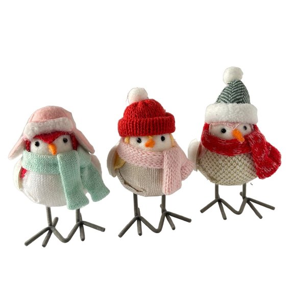 Target Wondershop 2021 Featherly Friends Birds Fabric Christmas Figurines 3pcs - Picture 1 of 5